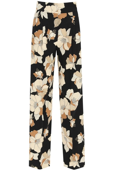 Shop Max Mara Studio Farnese Floral Printed Trousers In Multi