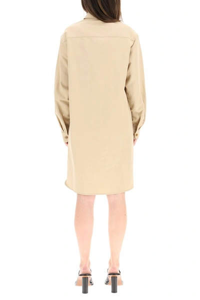 Shop Lemaire Pocket Detail Shirt Dress In Beige