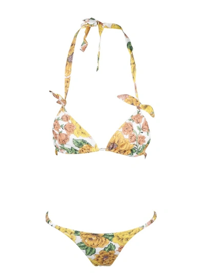 Shop Zimmermann Poppy Floral Print Bikini Set In Multi