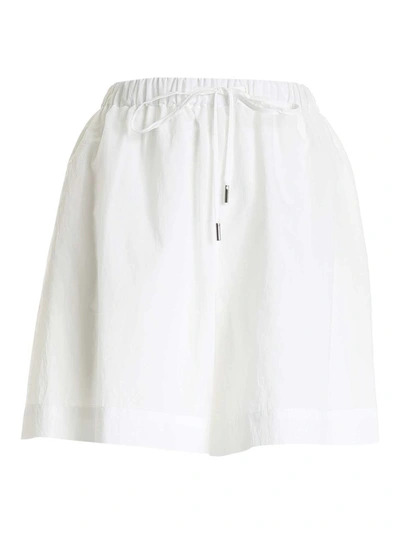 Shop Max Mara Beachwear Flared Drawstring Shorts In White