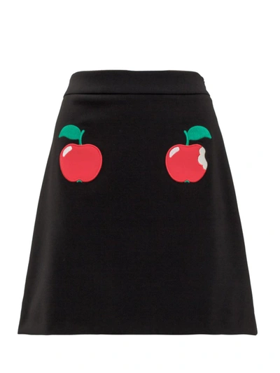 Shop Boutique Moschino Apple Patch A In Black