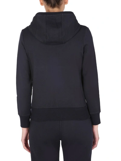 Shop Thom Browne Patch Detail Zipped Hoodie In Navy