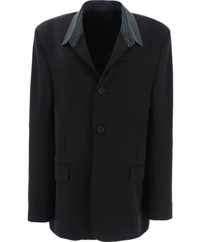 Shop Balenciaga Tailored Shirt Collar Blazer In Black