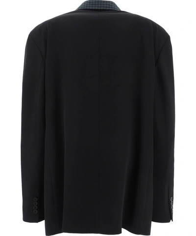 Shop Balenciaga Tailored Shirt Collar Blazer In Black