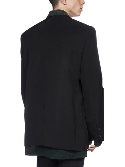 Shop Balenciaga Tailored Shirt Collar Blazer In Black
