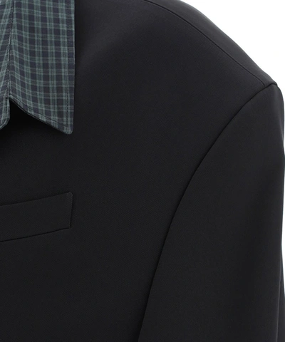 Shop Balenciaga Tailored Shirt Collar Blazer In Black