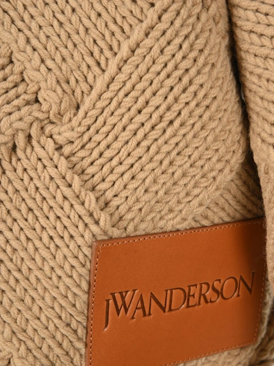 Shop Jw Anderson Weave Knit Cropped Jumper In Beige
