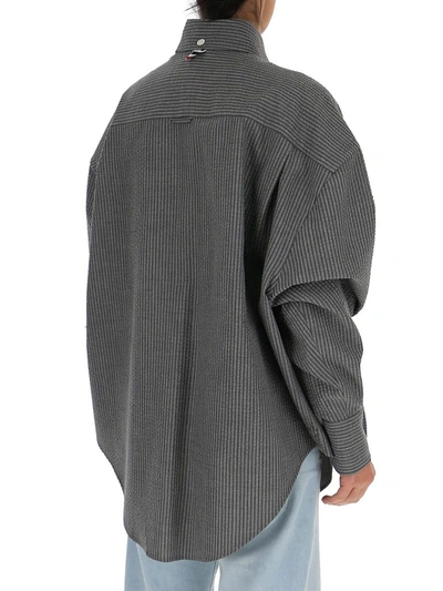 Shop Thom Browne 4 Bar Shirt In Grey