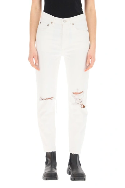 Shop Agolde Riley High Rise Straight Crop Jeans In White