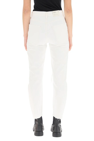 Shop Agolde Riley High Rise Straight Crop Jeans In White