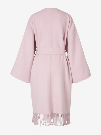 Shop Zimmermann Fringed Wrap Coat In Pink