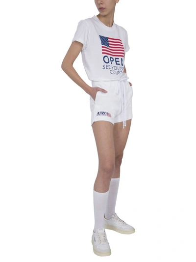 Shop Autry Flag Print Crewneck T In White