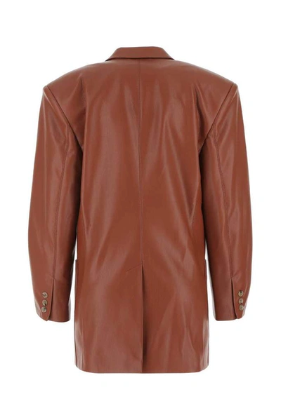 Shop Nanushka Evan Faux Leather Blazer In Brown