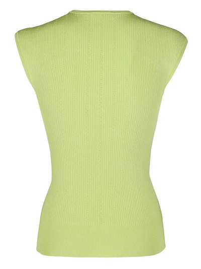 Shop Balmain Button Detail Knitted Tank Top In Green