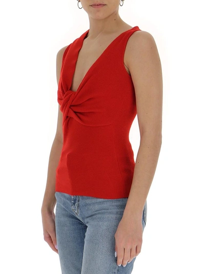 Shop Alexander Mcqueen Twist Detail Knitted Sleeveless Top In Red