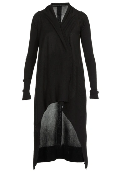 Shop Rick Owens Asymmetric Hem Long Cardigan In Black
