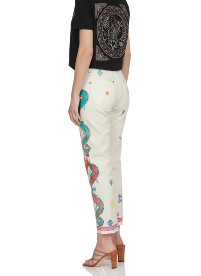 Shop Etro Graphic Embroidered Cropped Jeans In Multi