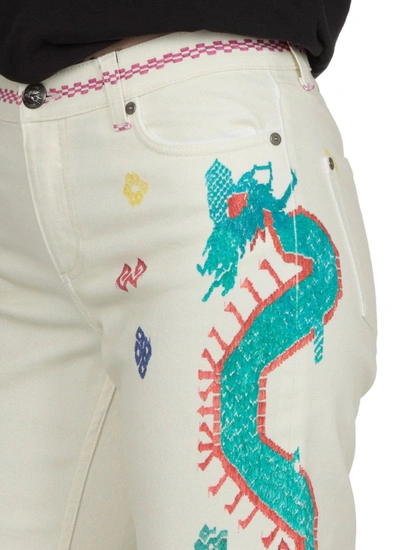 Shop Etro Graphic Embroidered Cropped Jeans In Multi