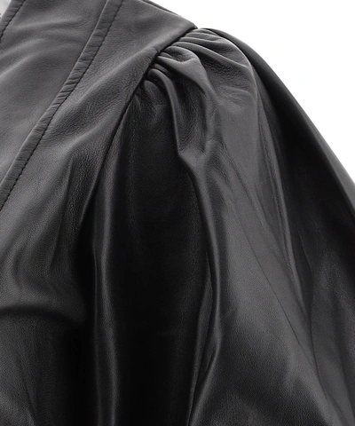 Shop Ganni Leather Mini Dress In Black