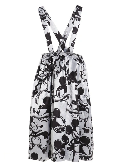 Shop Comme Des Garçons Mickey Mouse Print Suspender Midi Skirt In Multi