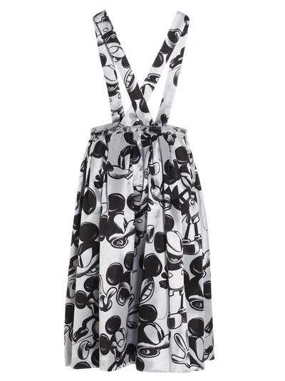 Shop Comme Des Garçons Mickey Mouse Print Suspender Midi Skirt In Multi