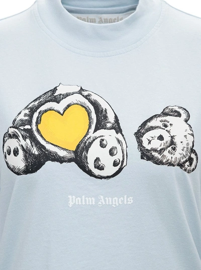 Shop Palm Angels Bear In Love Cropped T In Blue
