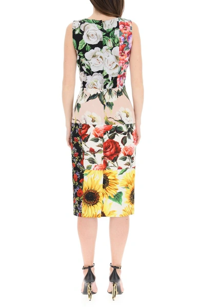 Shop Dolce & Gabbana Floral Patchwork Midi Dress In Multi