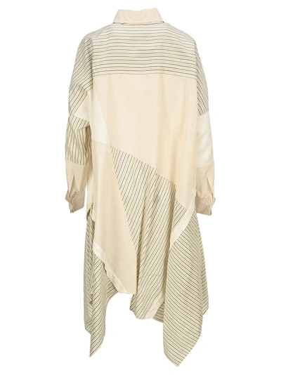 Shop Loewe Striped Patchwork Asymmetric Shirt Dress In Multi