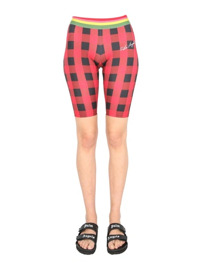 Shop Palm Angels Checked Biker Shorts In Multi