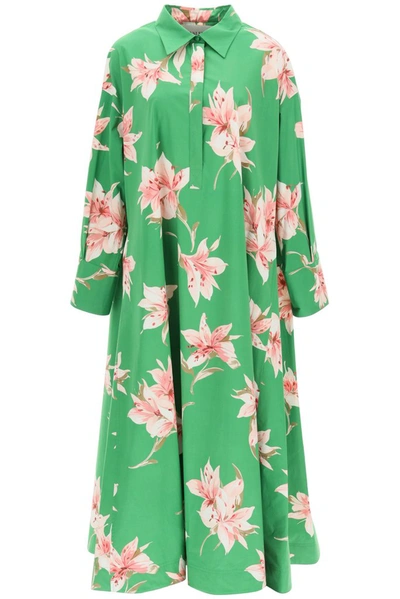 Shop Valentino Floral Printed Maxi Shirt Dress In Multi