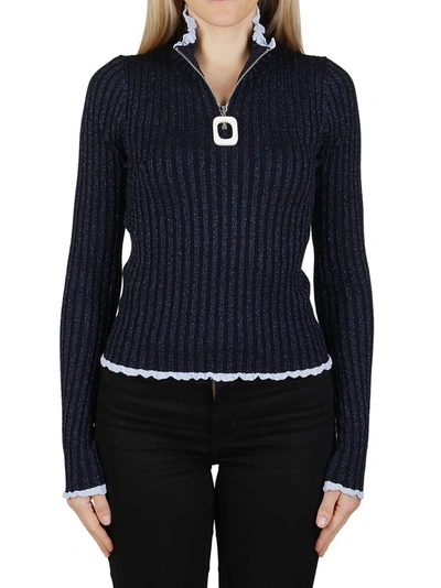 Shop Jw Anderson Jwa Puller Henley Fitted Jumper In Navy