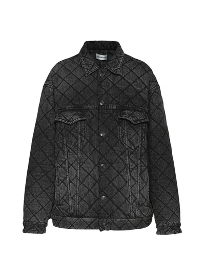 Shop Balenciaga Quilted Denim Trucker Jacket In Black