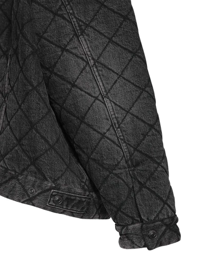 Shop Balenciaga Quilted Denim Trucker Jacket In Black