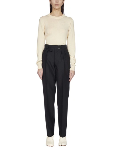 Shop Maison Margiela Belted Tailored Trousers In Black