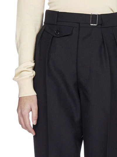 Shop Maison Margiela Belted Tailored Trousers In Black