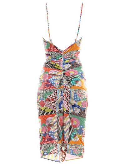 Shop Gcds Graphic Print Runched Dress In Multi