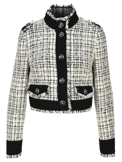 Shop Dolce & Gabbana Cropped Tweed Jacket In Multi