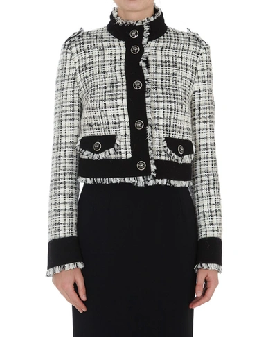 Shop Dolce & Gabbana Cropped Tweed Jacket In Multi