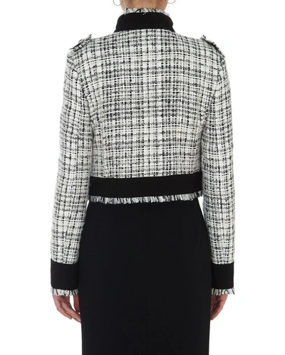 Shop Dolce & Gabbana Cropped Tweed Jacket In Multi