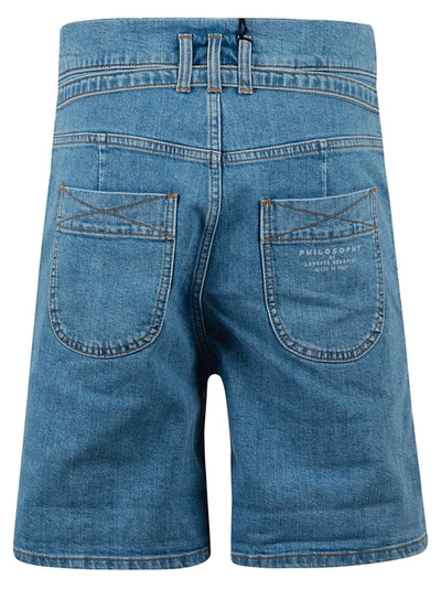 Shop Philosophy Di Lorenzo Serafini Belted Denim Shorts In Blue