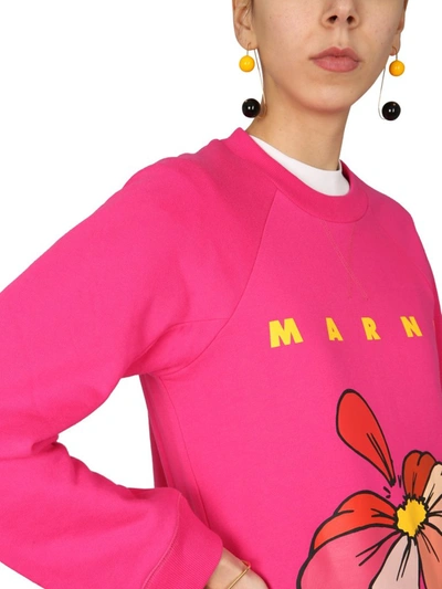 Shop Marni Floral Print Sweatshirt In Pink