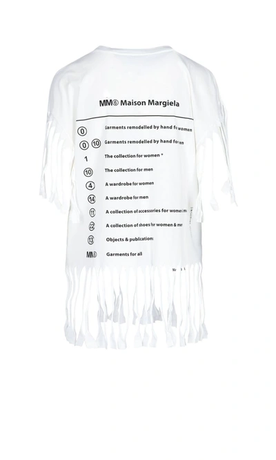 Shop Mm6 Maison Margiela Text Printed Fringed T In White