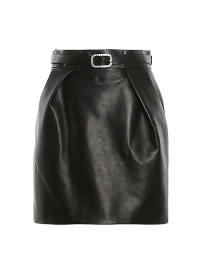 Shop Alexandre Vauthier Belted Mini Leather Skirt In Black