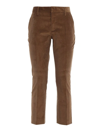 Shop Dsquared2 Corduroy Cropped Pants In Brown