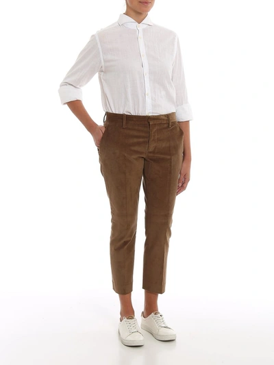 Shop Dsquared2 Corduroy Cropped Pants In Brown