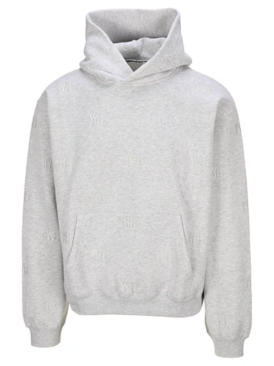 Shop Alexander Wang Logo Embroidered Hoodie In Grey