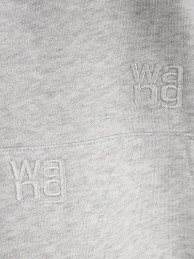 Shop Alexander Wang Logo Embroidered Hoodie In Grey
