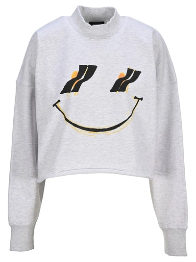 Shop We11 Done We11done Smiley Print Sweatshirt In Grey