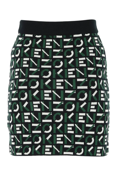 Shop Kenzo Logo Intarsia Skirt In Green