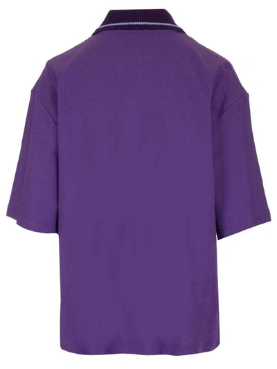 Shop Loewe Oversize Anagram Polo Shirt In Purple